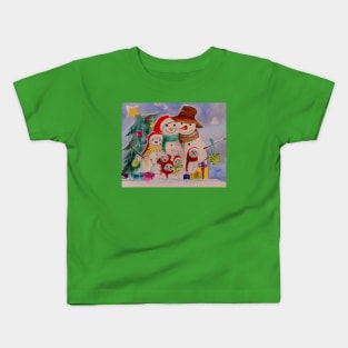 Snowman family 1 Kids T-Shirt